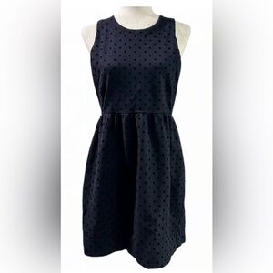 J. Crew Sleeveless Navy Blue with Polka Dot Detail Detail Large